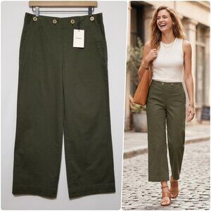 ⚓️ NWT Theory Namid Wide Leg Sailor Pants Myrtle Green Size 8 $285 ⚓️
